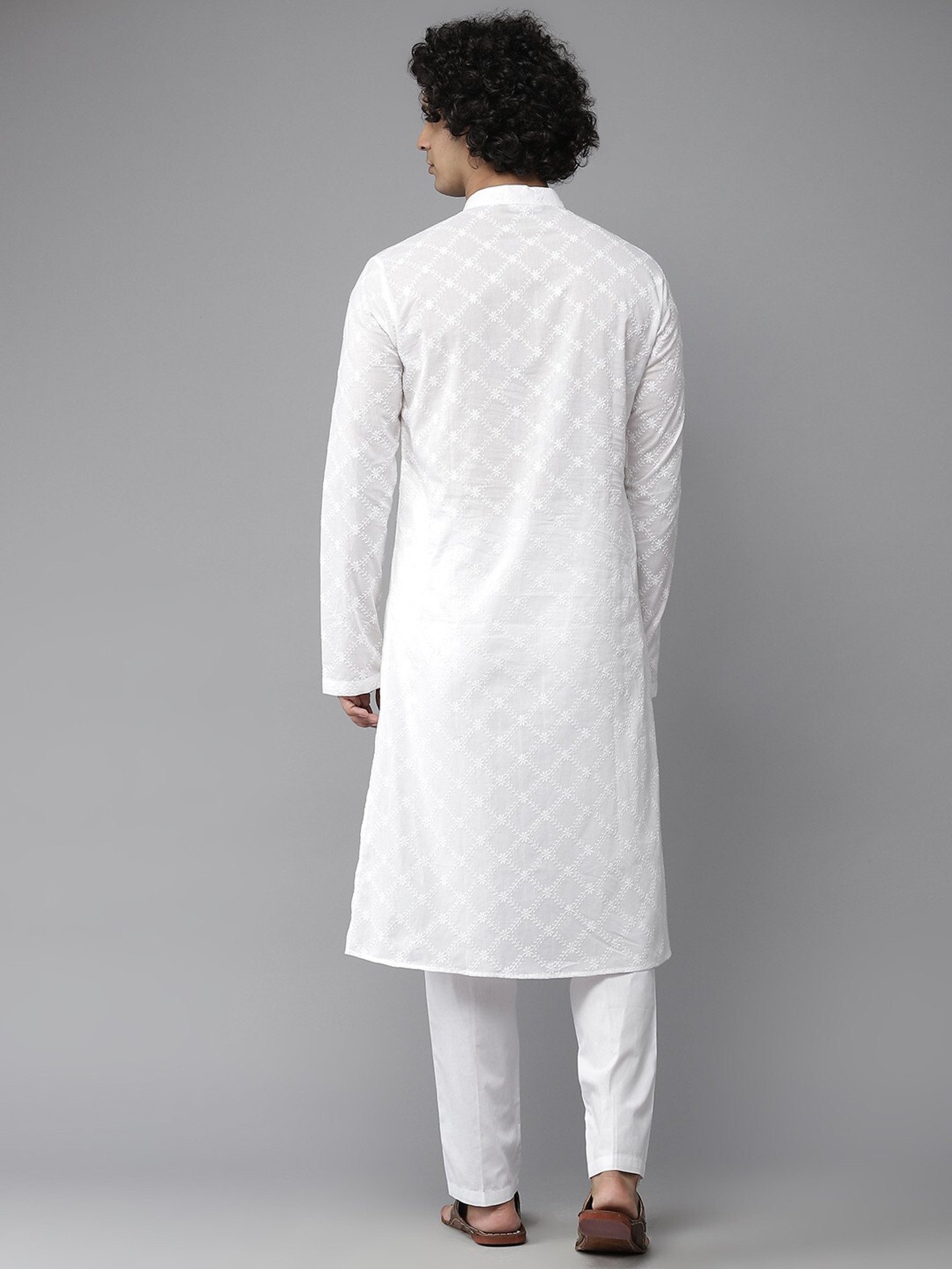 Chikan Embroidery Pure Cotton Straight Kurta