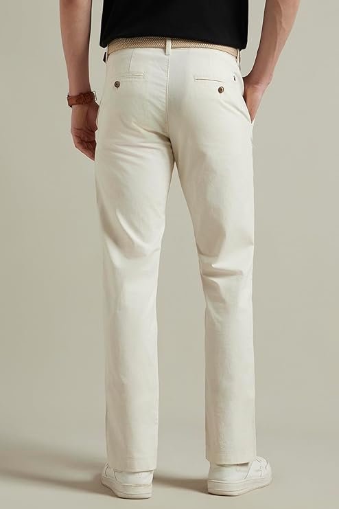 Louis Philippe Men's Solid Chinos