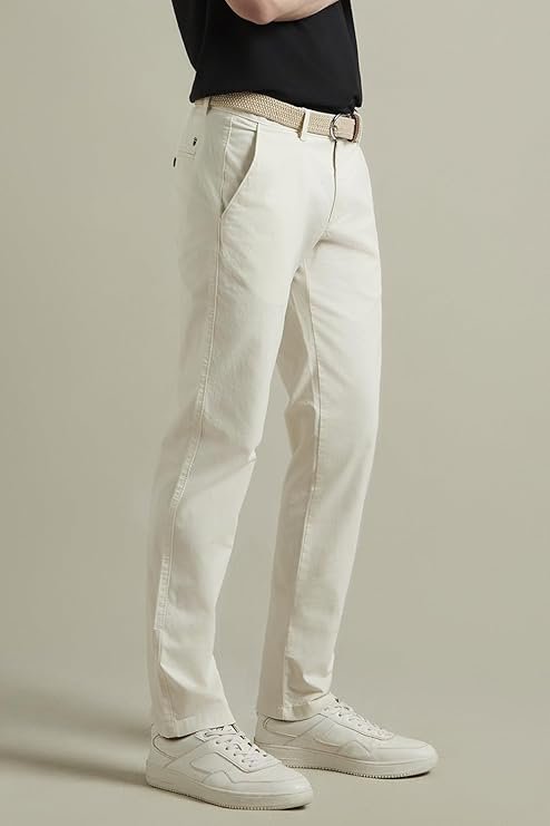 Louis Philippe Men's Solid Chinos