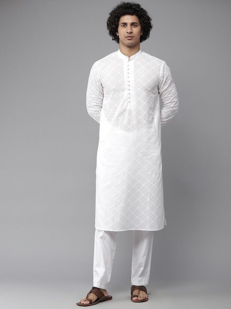 Chikan Embroidery Pure Cotton Straight Kurta