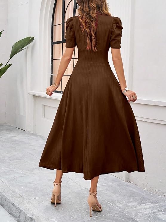 V-Neck A-Line Maxi Dress
