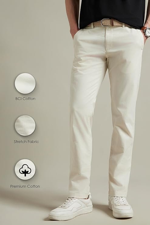 Louis Philippe Men's Solid Chinos